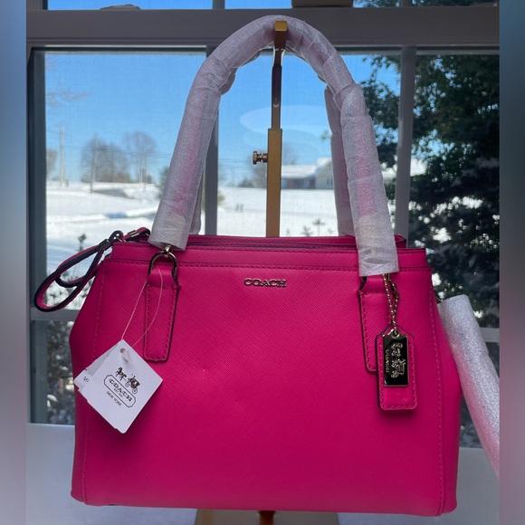 Coach NWT Madison Saffiano Leather Mini Christie Carryall in Pink Ruby - Picture 3 of 16